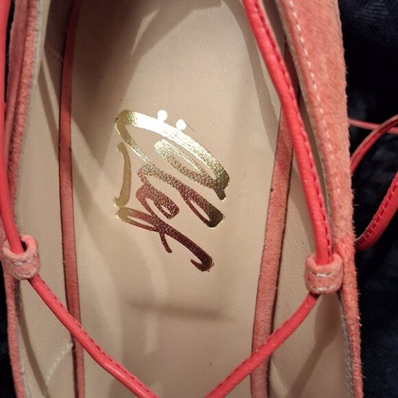 CLEF Women's Genuine Coral Orange Suede Leather Stiletto Pumps, Italy, sz 40.5 - Picture 4 of 15